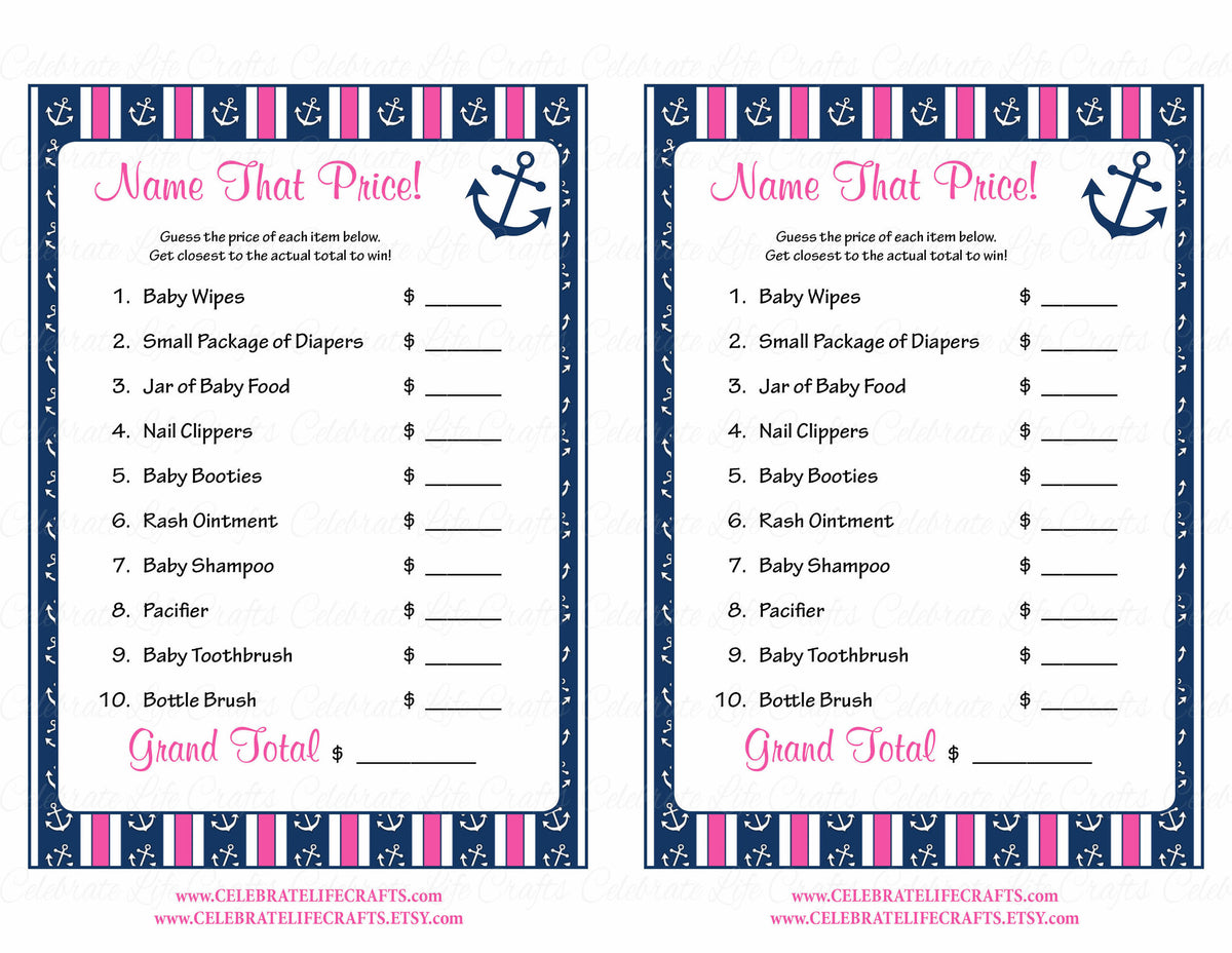 Whats In Your Phone Game - Nautical Printable Baby Shower Games