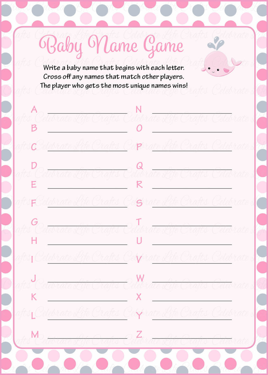 Nautical Name The Baby Game - Whale Baby Shower Game Cards – CraftyKizzy