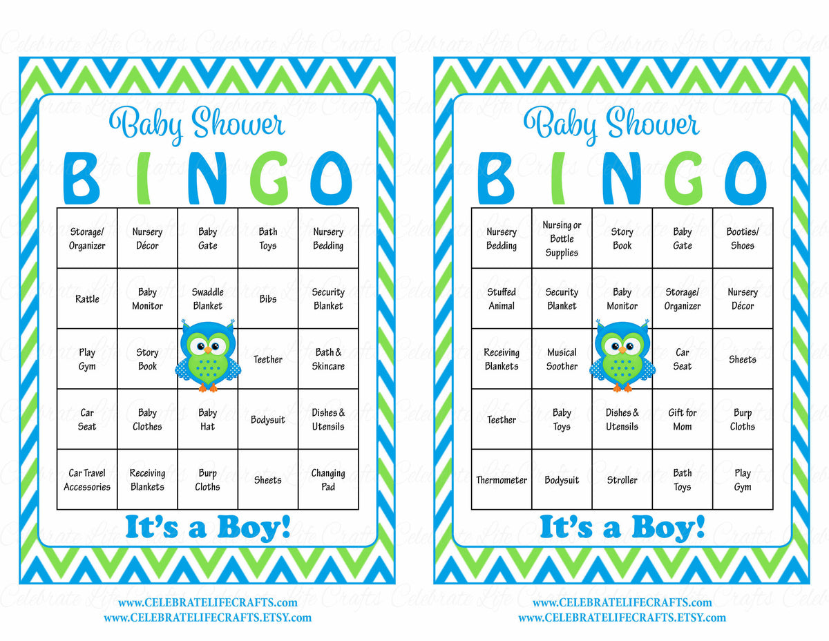 Owl Baby Bingo Cards - Printable Download - Prefilled - Baby