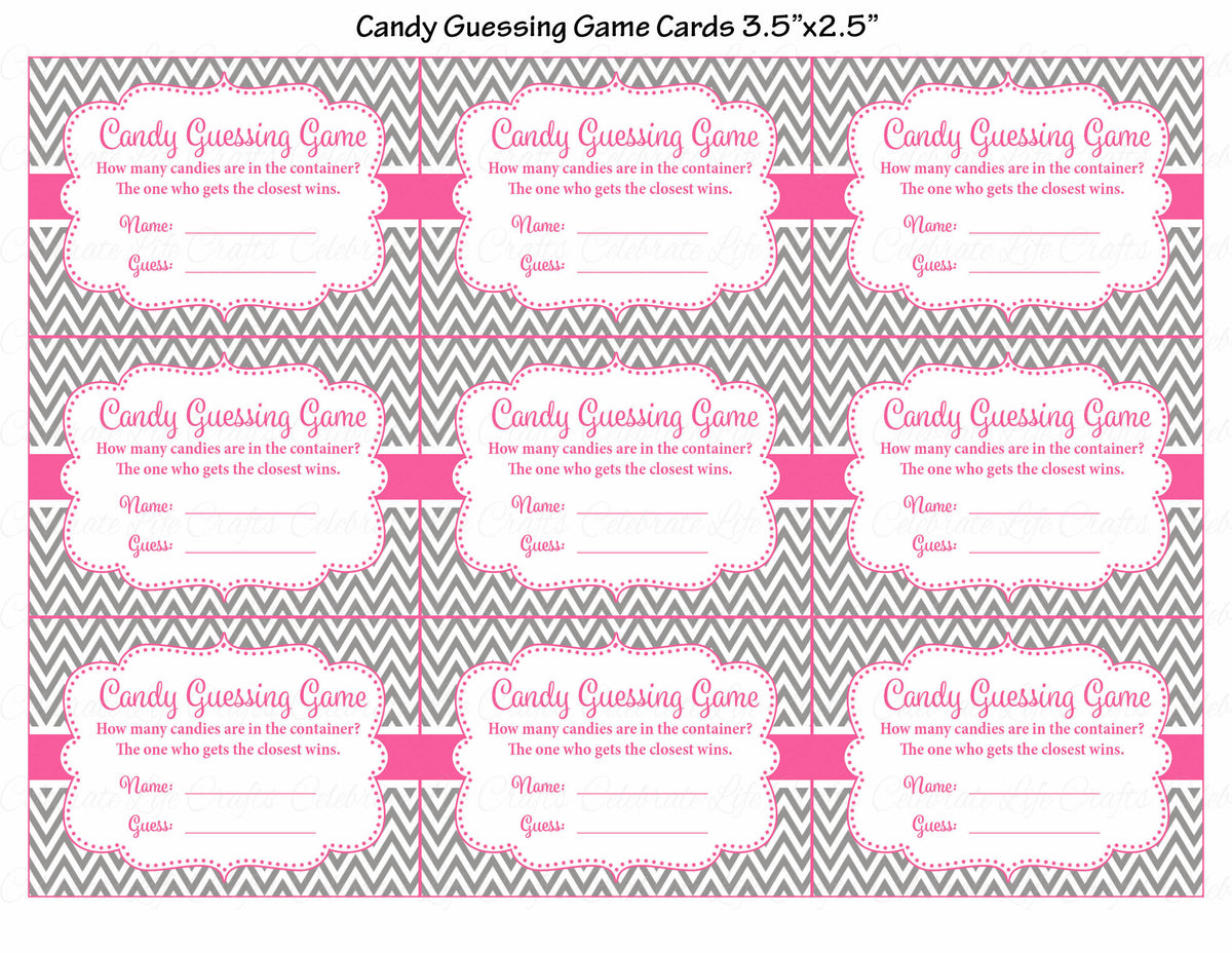 Baby Shower Printable Game Candy Jar or Bottle Guessing Game Sign and Tags  Baby Girl Pink Polka Dot Candy Jar Game B2003 (Download Now) 