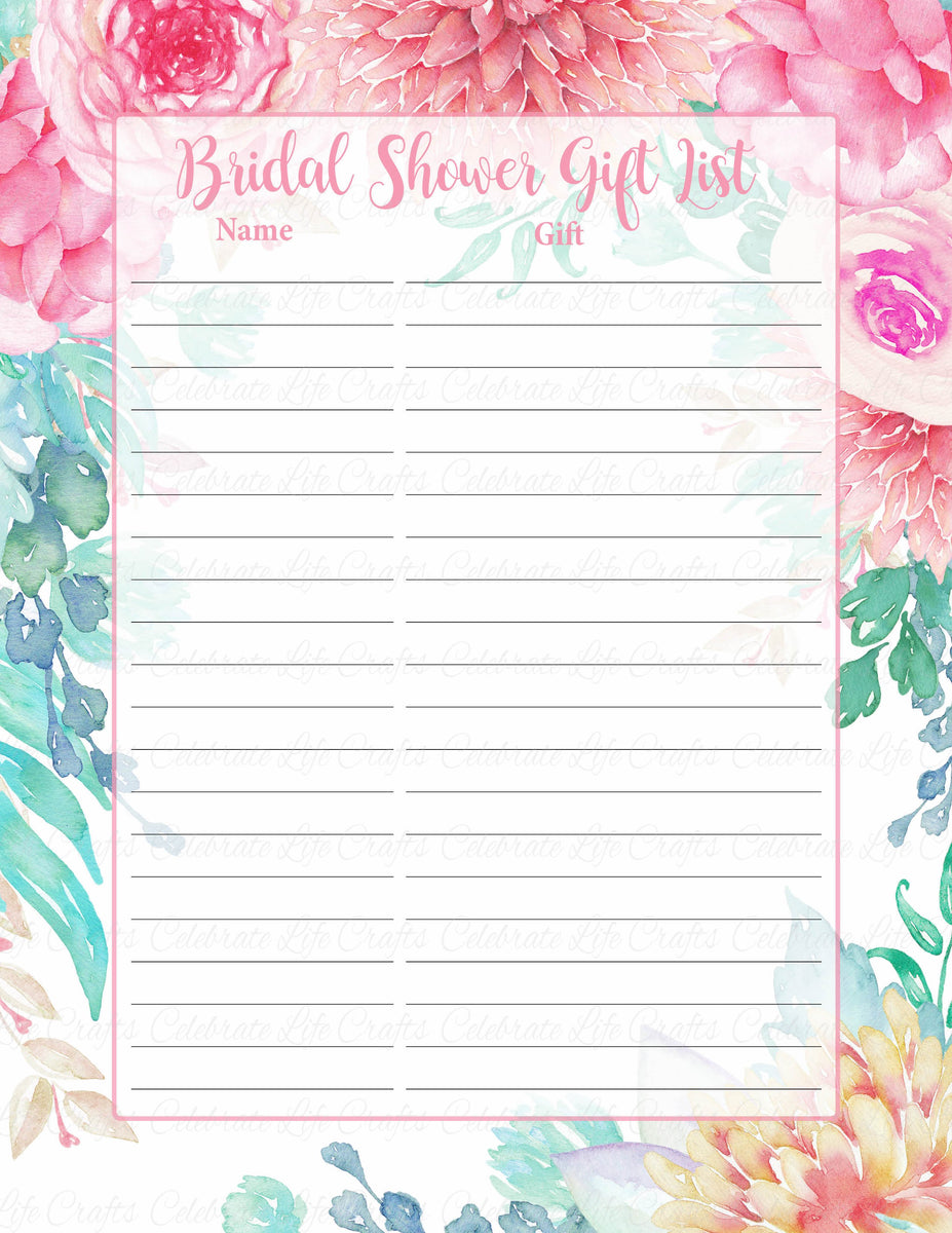 Bridal Shower Gift List and Sign Set - Pink Floral Wedding Shower