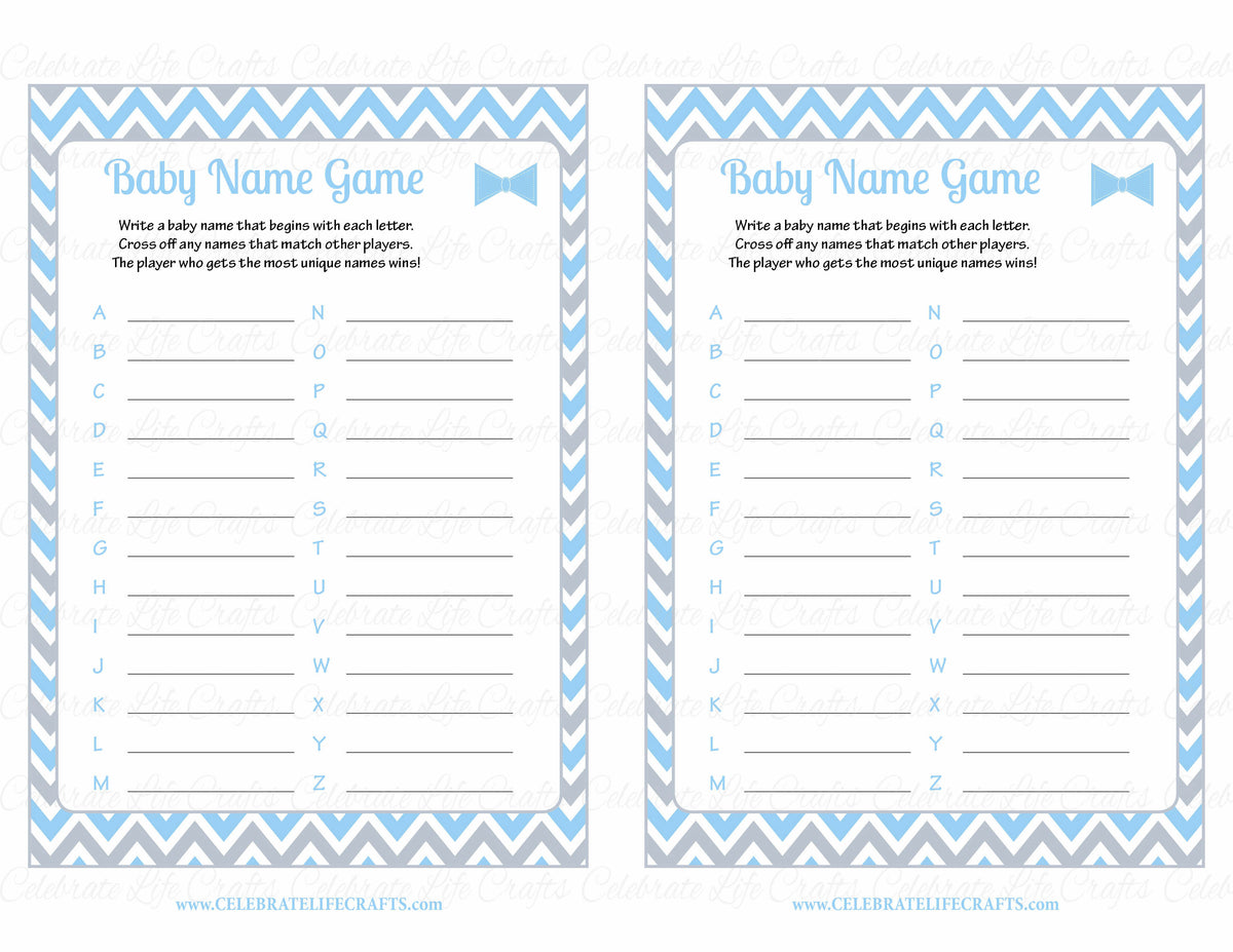 Baby Name Baby Shower Game - Little Man Baby Shower Theme For Baby Boy ...