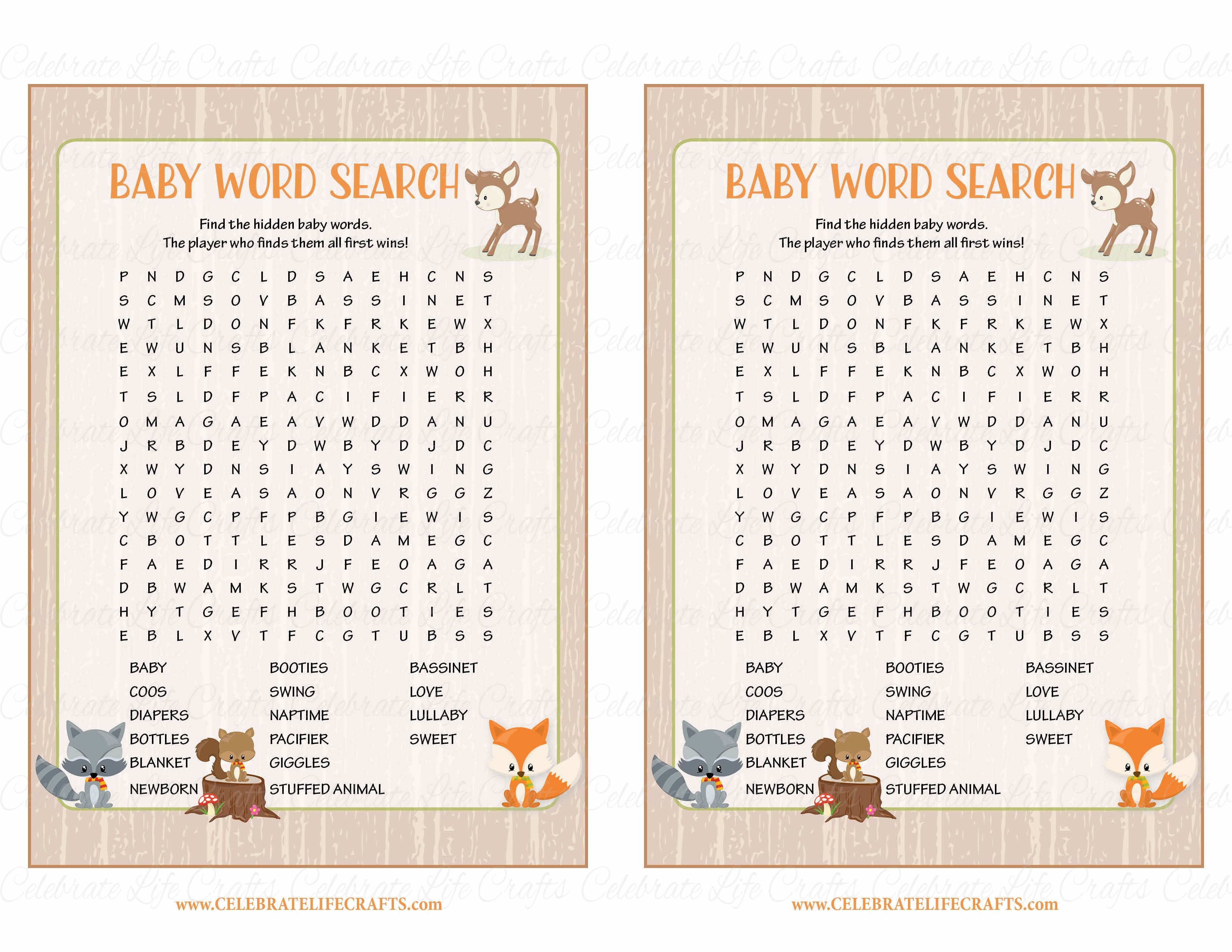 Sweet Life Candy Match Baby Shower Game - Forest Animals Woodland