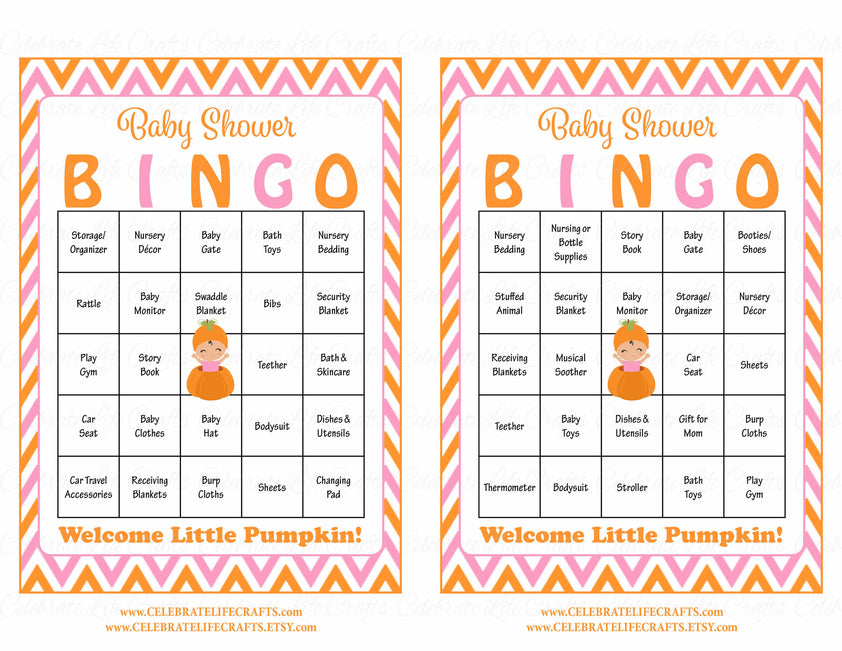 Little Pumpkin Baby Shower Game Download for Girl | Baby Bingo ...