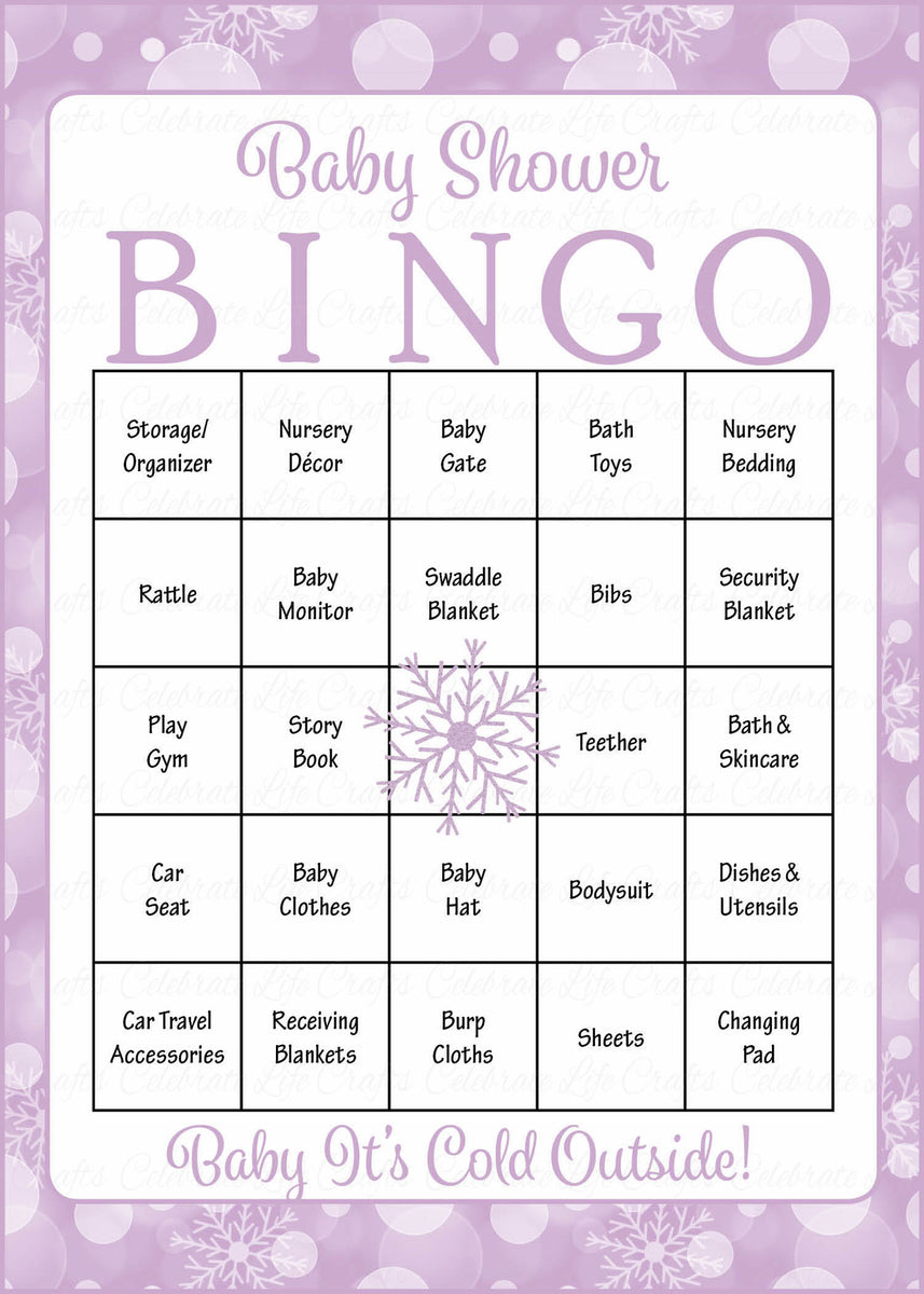 Winter Baby Shower Game Download for Girl | Baby Bingo – Celebrate Life ...