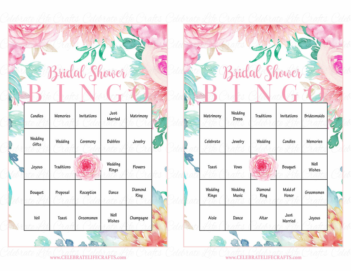 Floral Bridal Shower Game Download for Wedding Shower | Bridal Bingo ...