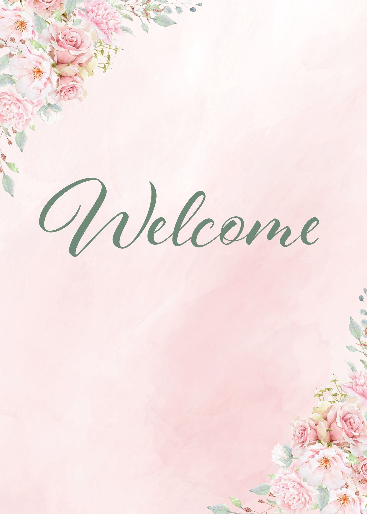 Pink Floral Welcome Board