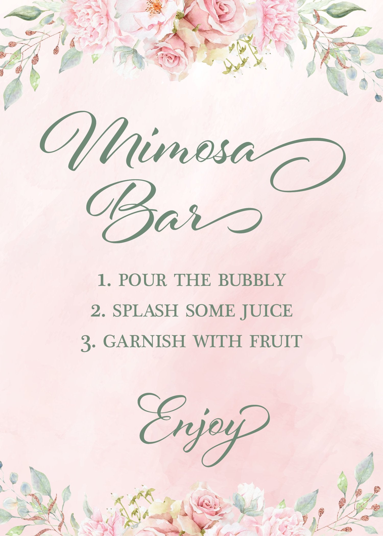 Printable Mimosa sign for floral themed shower | Instant download