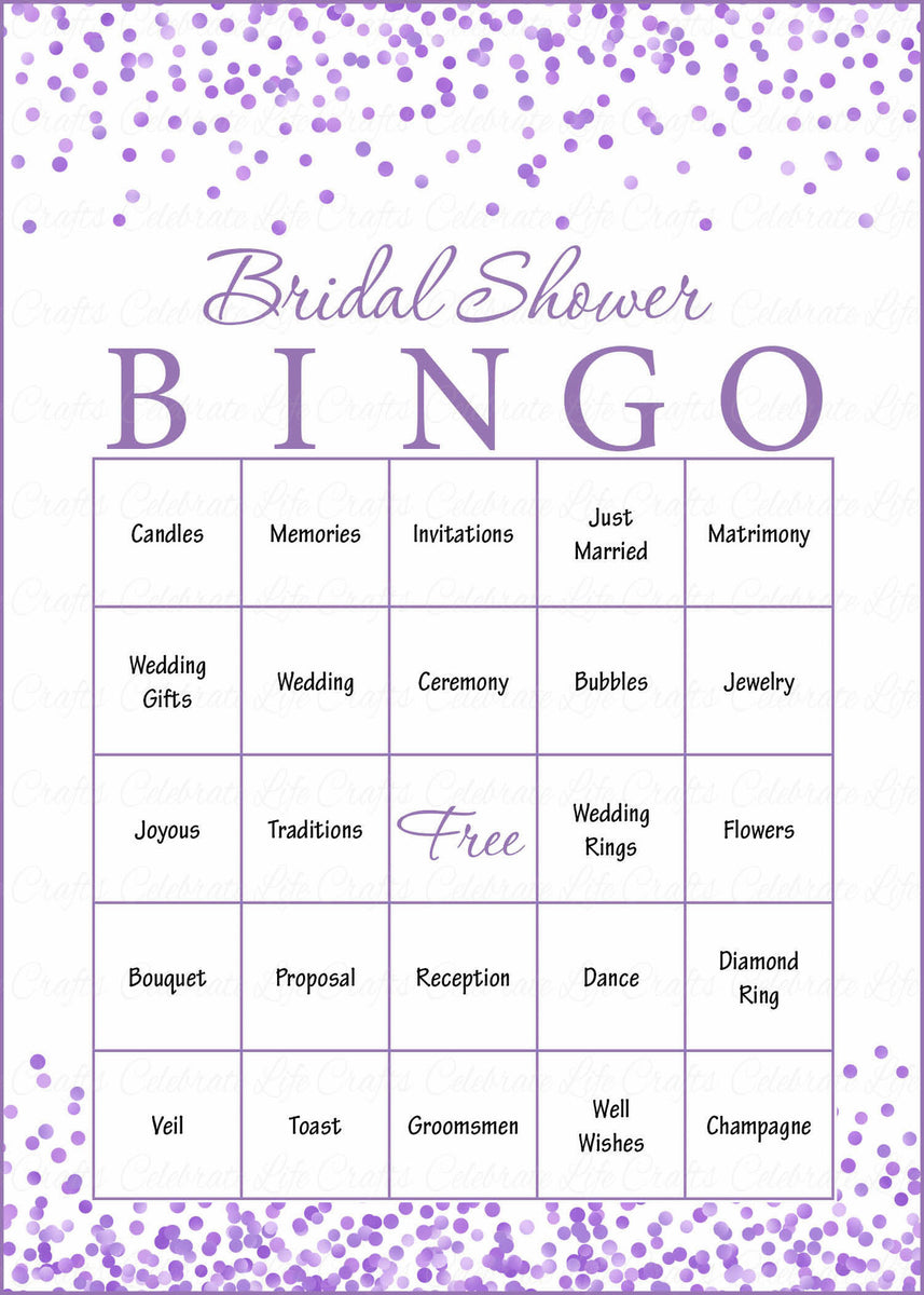 Purple Confetti Bridal Shower Game Download for Wedding Shower | Bridal ...